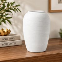 White Swirl Ceramic Flower Vase, White Black Cream Decorative Vase for Home Décor, Table Décor & Gifting