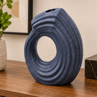 Cream & Slate Black Ceramic Flower Vase, Modern Textured Decorative Vase for Home Décor & Gifting