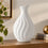 Anupam Premium Graceful Elegant White Ribbed Wave Ceramic Vase without Flower Sticks for Home Decor Gift Items - White (Pack of 1)