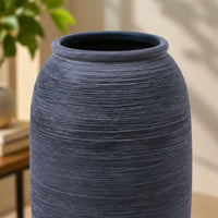Anupam Premium Charming Tall Dark Grey Textured Ceramic Vase for Living Room Home Decor Gift Items - Flower Sticks Not Included