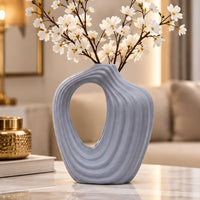 Modern Loop Ceramic Flower Vase, Black Grey White Decorative Vase for Home Décor, Table Décor & Gifting