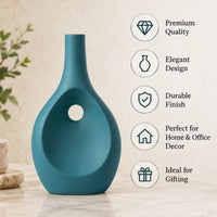Anupam Premium Stunning Modern Teal Blue Ceramic Bottle Vase Without Flower Sticks for Home Decor Gifts Item - Pack of 1