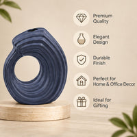 Anupam Premium Elegant Modern Blue Circular Cutout Ceramic Vase Without Flower Stick for Home Decor Gift Items - Multicolor (Pack of 1)