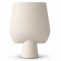Anupam Premium Elegant Beige Modern Pedestal Ceramic Vase for Living Room Home Decor Without Flower Sticks - Pack of 1