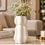 Modern Cream Pedestal Ceramic Vase, Cream Black White Decorative Flower Vase for Home Decor & Gifting (Flower Sticks not Included)