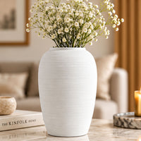 Anupam Premium Gorgeous Minimalist White Textured Ceramic Vase Without Flower Sticks for Home Decor Gift Items - Pack of 1