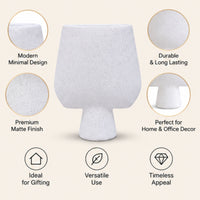 Teal Hollow Ceramic Flower Vase, White Cream Decorative Vase for Home Décor, Table Décor & Gifting