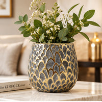 Decorative Ceramic Pot with Gold Mosaic Pattern, Multicolour Flower Pot for Home Décor, Table Décor & Gifting
