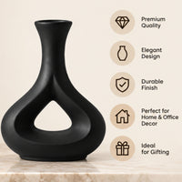 Black Hollow Ceramic Flower Vase, Black White Cream Decorative Vase for Home Décor, Table Décor & Gifting