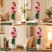 Premium Artificial Beautiful Flower Pot Home Decor, Decorative Home Item / Tabletop Statue / Luxury Flower Showpiece for Living Room, Office & Gifting