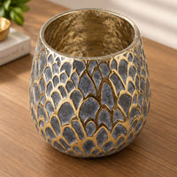 Anupam Premium Large Decorative Ceramic Pot with Gold Mosaic Design, Multicolour Flower Pot for Home Decor & Gifting - Golden (Without Flower Sticks)
