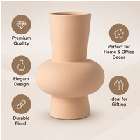 Anupam Premium Charming Peach Abstract Modern Ceramic Vase without Flower Stick - Peach Color